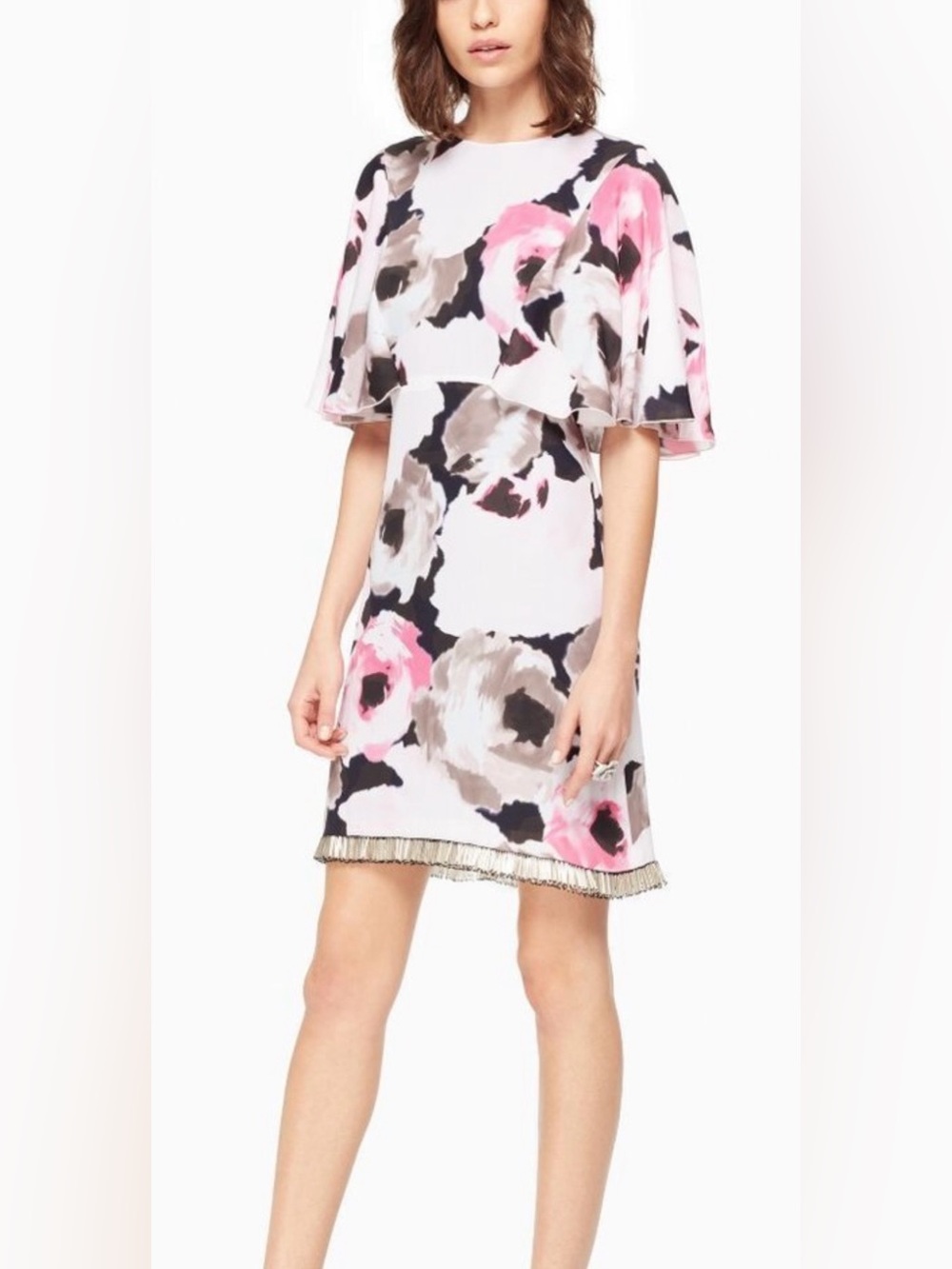 Kate Spade Madison Ave Full Bloom Ari Silk Beaded Fringe Dress M 8